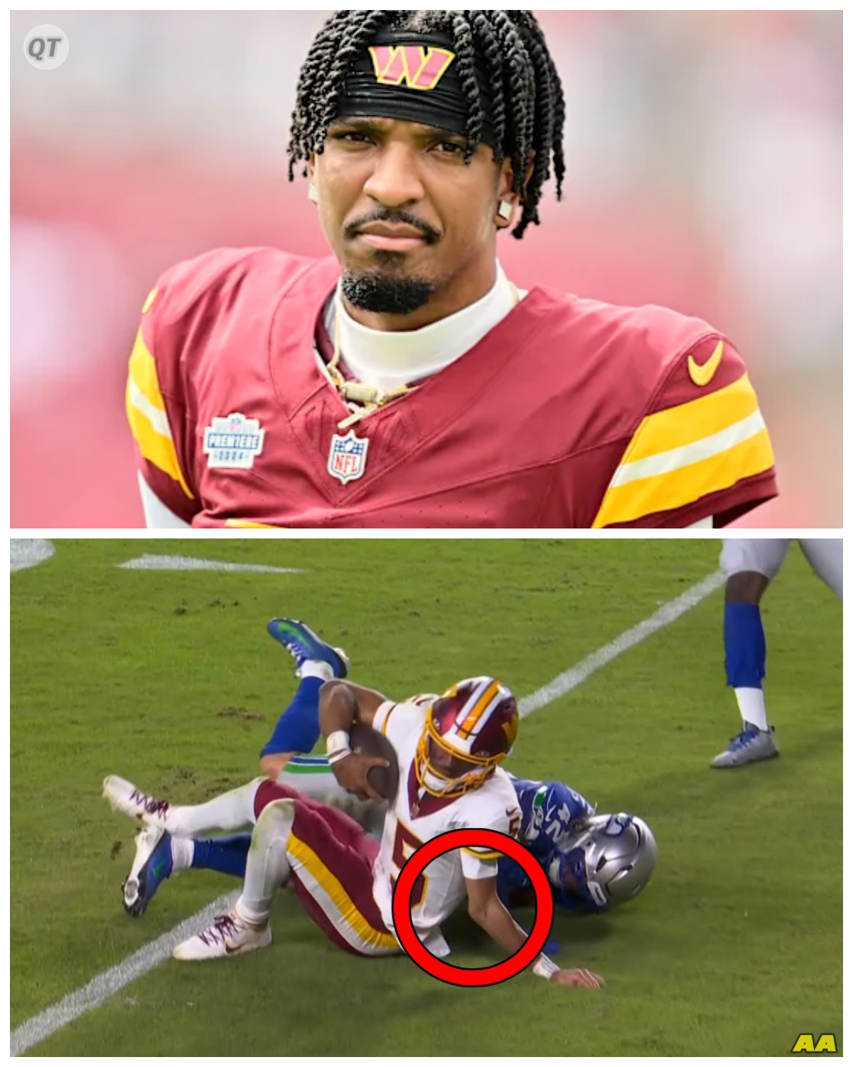  Jayden Daniels Horrible Elbow Injury  Doctor Explains What’s Really Going on Behind the Scenes  It was a moment that made every fan hold their breath — Jayden Daniels’s sudden elbow injury that left him crumpled on the field, clutching his arm in pain. As speculation swirled, an expert stepped in to break down exactly what happened. “This injury could change the course of his season,” said Dr. John Marshall, breaking down the severity. "The damage goes beyond just pain — it’s about mobility, recovery, and the future of his career."  - News