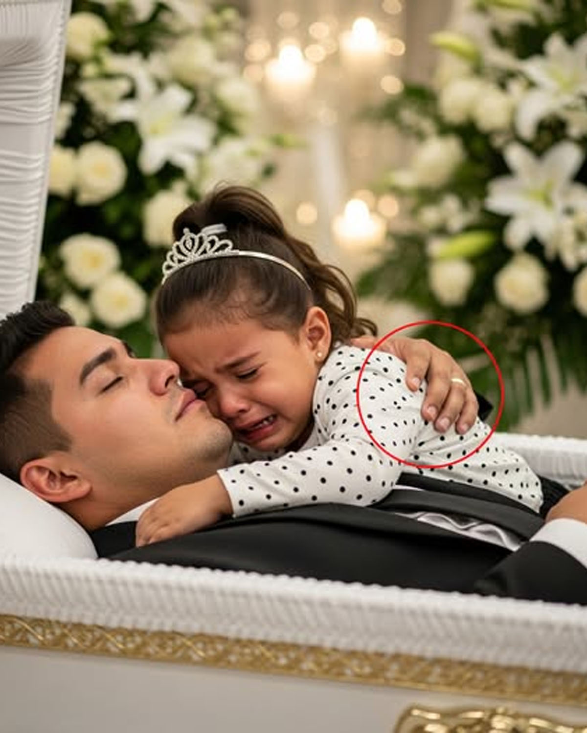 A girl hugged her father in the eerie coffin...see more