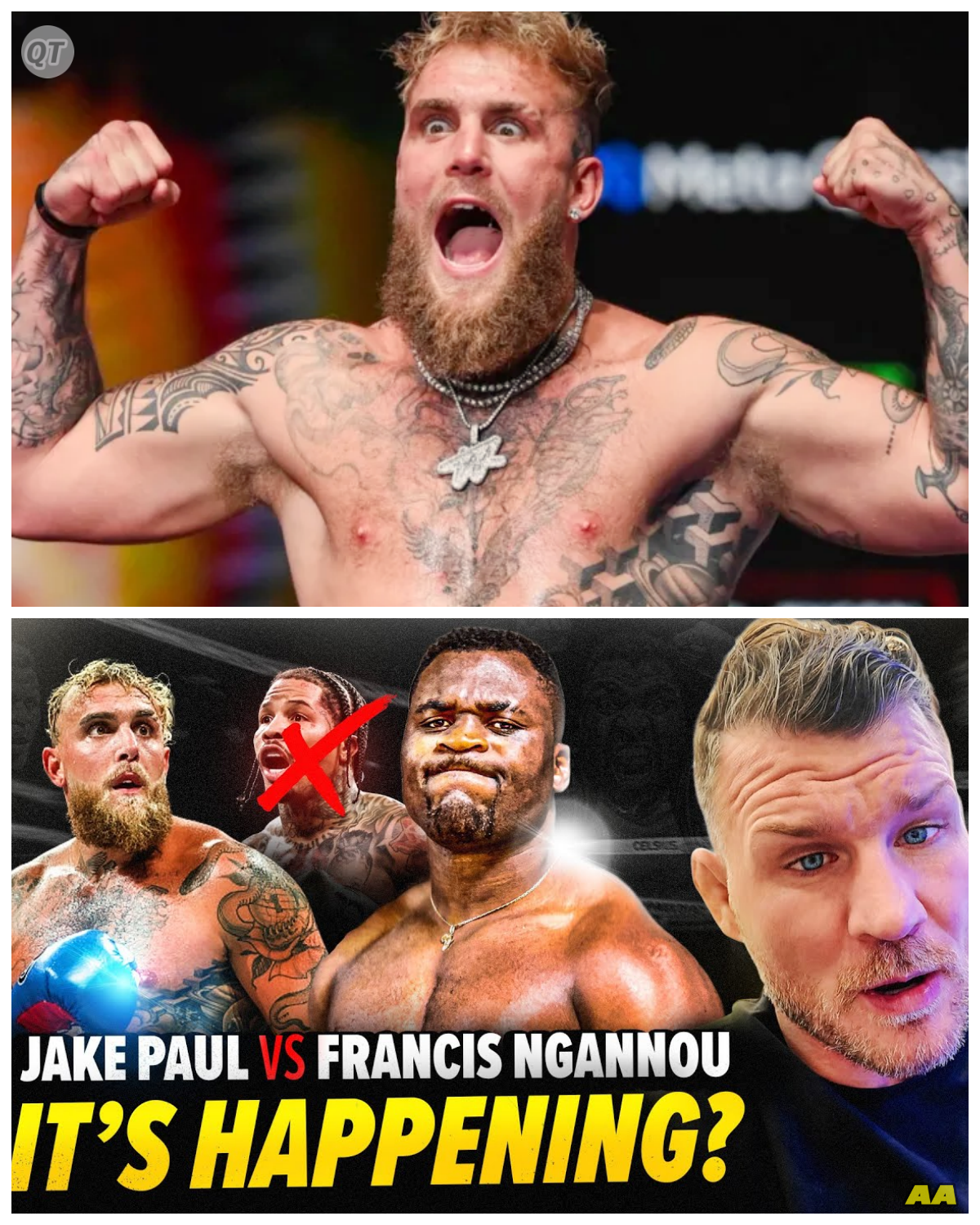  ‘Jake Paul vs FRANCIS NGANNOU?!’  BISPING REACTS After Jake Paul vs Tank Davis CANCELED — “This Is Absolute Madness!”  When the shocking news broke that Jake Paul’s highly anticipated bout with Gervonta “Tank” Davis was officially off, the combat world went into meltdown — but Michael Bisping’s reaction? Pure gold. The former UFC champ nearly fell out of his chair live on stream when he heard Jake might pivot to Francis Ngannou. “Are you kidding me?” he yelled. “That’s not a fight, that’s a funeral!” Fans flooded the chat, half-laughing, half-horrified. “Jake’s chasing headlines now,” Bisping barked. “Not belts.” - News