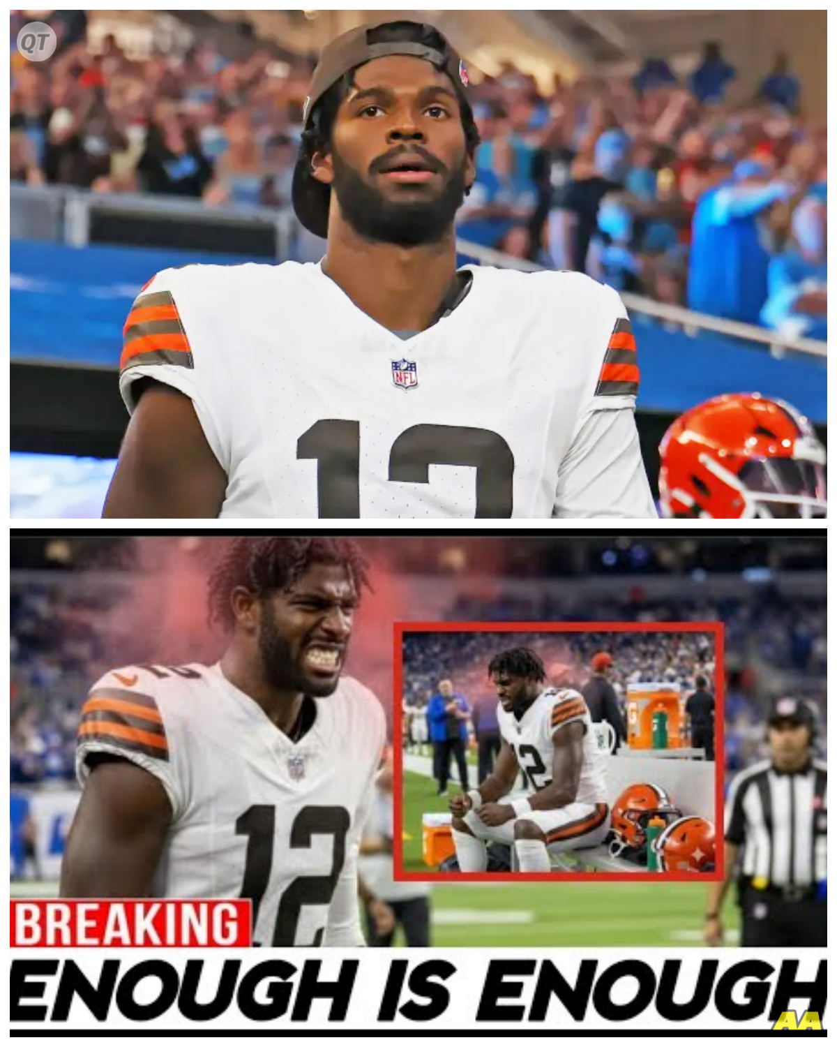 Shedeur Sanders FUMES On The Sidelines As Cameras Catch His REACTION During Browns’ Painful LOSS To Jets! The tension in Cleveland hit boiling point when cameras caught Shedeur Sanders pacing the sideline, helmet in hand, fury in his eyes, as the Browns crumbled against the Jets. The young star, once hailed as the team’s spark, looked like a caged lion — jaw clenched, lips muttering words producers had to blur. Fans read his face loud and clear: he’s done waiting. The moment went viral instantly, turning a loss into a full-blown quarterback controversy. - News