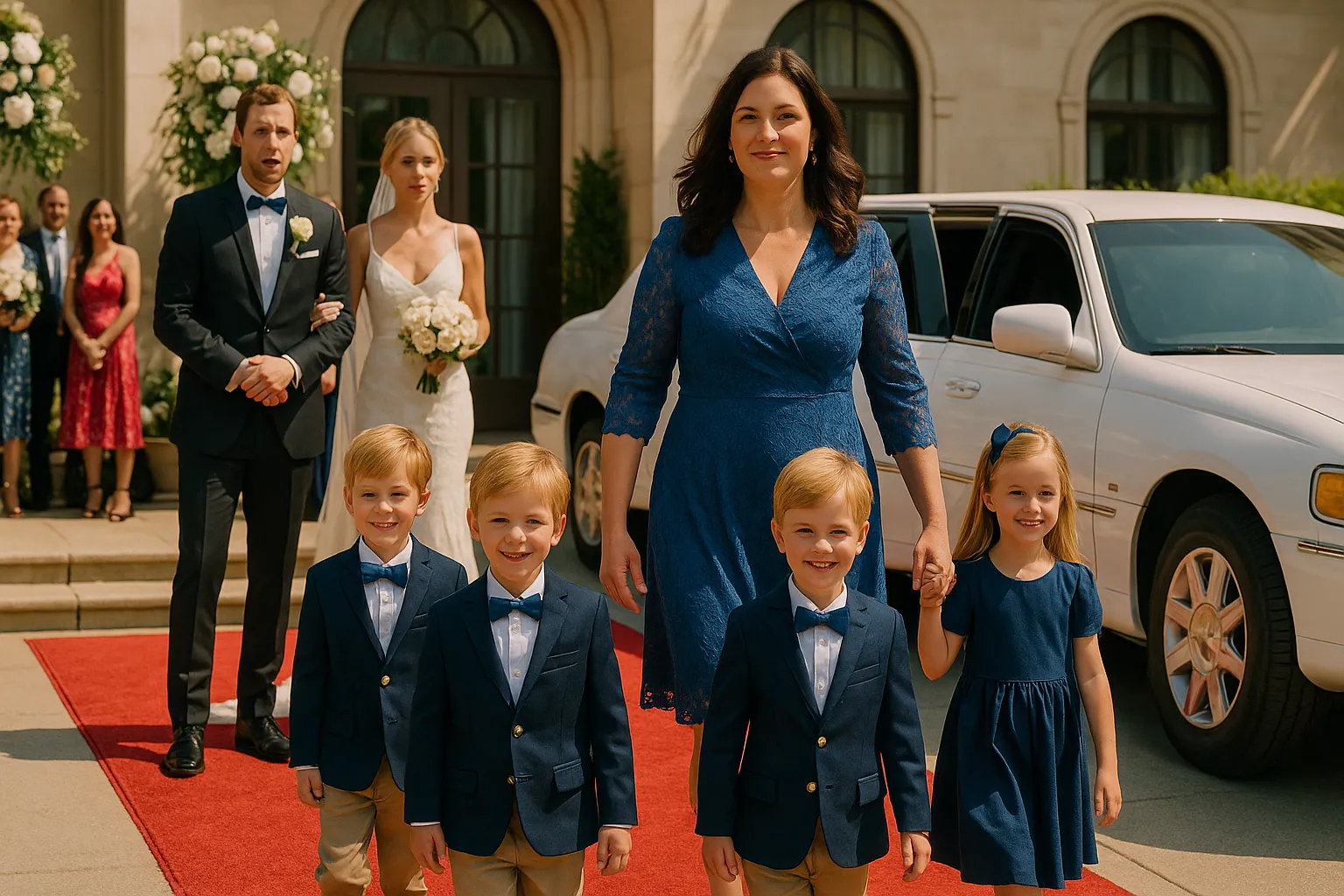 TRÊS CRIANÇAS, UMA LIMUSINE E UM SORRISO: A VINGANÇA MAIS ELEGANTE JÁ VISTA EM UM CASAMENTO DE LUXO
