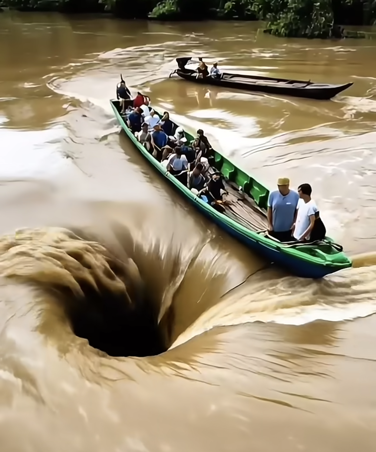 This boat was dragged into the river’s whirlpool — and just minutes later, they were faced