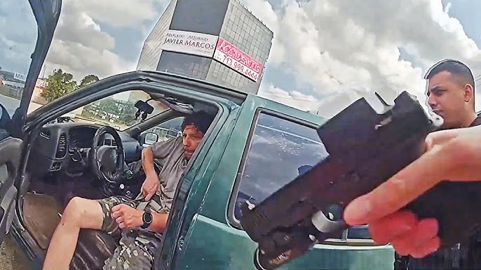 Motorist shot dead when he pulls gun on cops after leaving scene of crash in hair-raising bodycam footage: ‘He’s got a gun!’