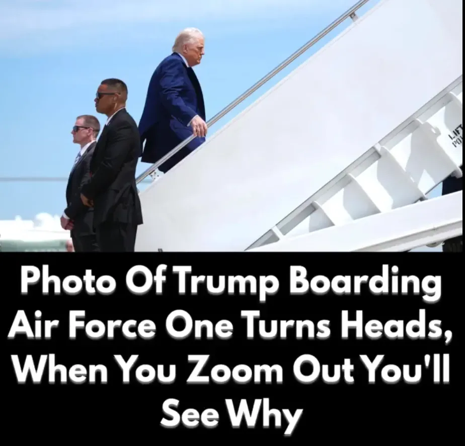 b65.Photo Of Trump Boarding Air Force One Turns Heads, When You Zoom Out You’ll See Why