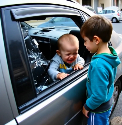 An eight-year-old boy saved a child from a locked car, causing him to be late