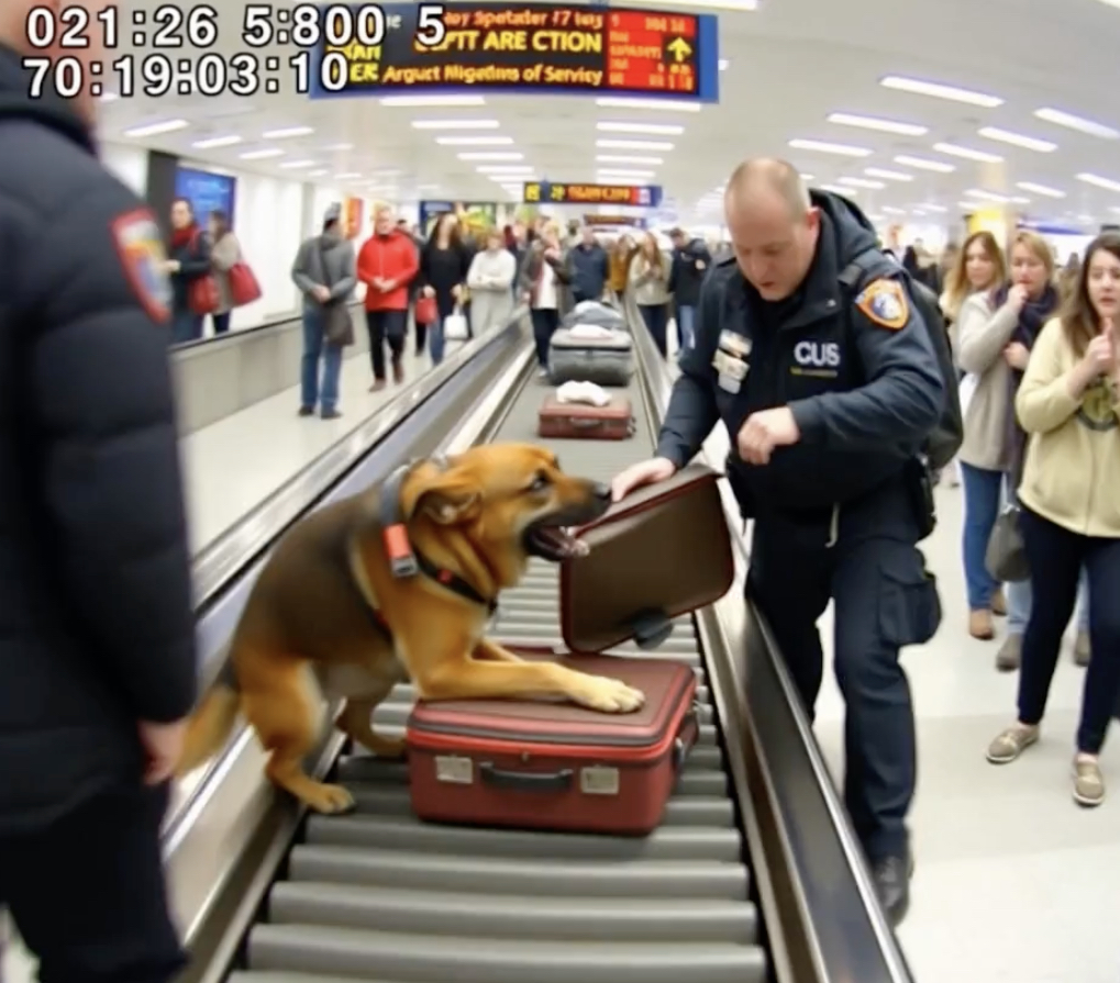 Dog Suddenly Jumps At A Suitcase