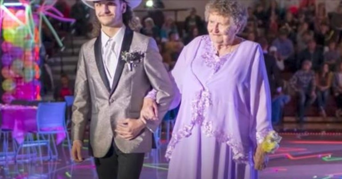 High-school senior takes his 92-year-old great-grandma to prom and they steal the show