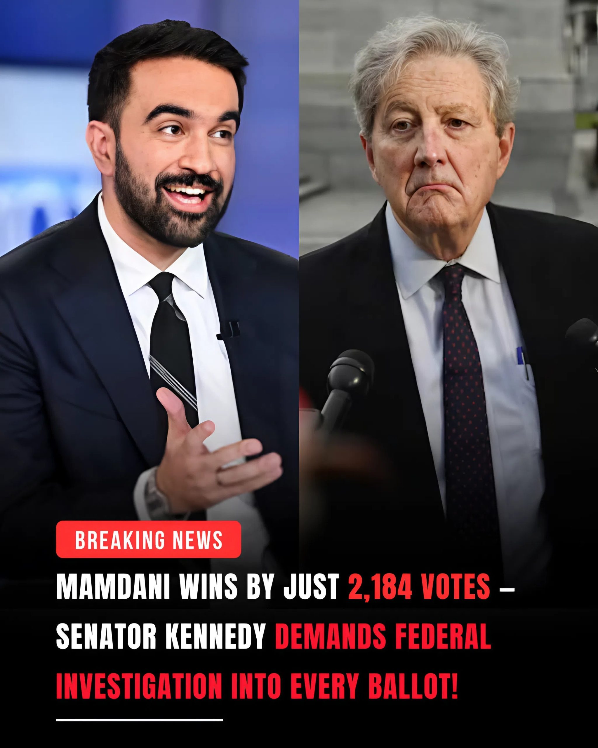 SENATOR KENNEDY DEMANDS FULL-SCALE FEDERAL PROBE INTO MAMDANI’S 2,184-VOTE CLIFFHANGER psss (xcb)